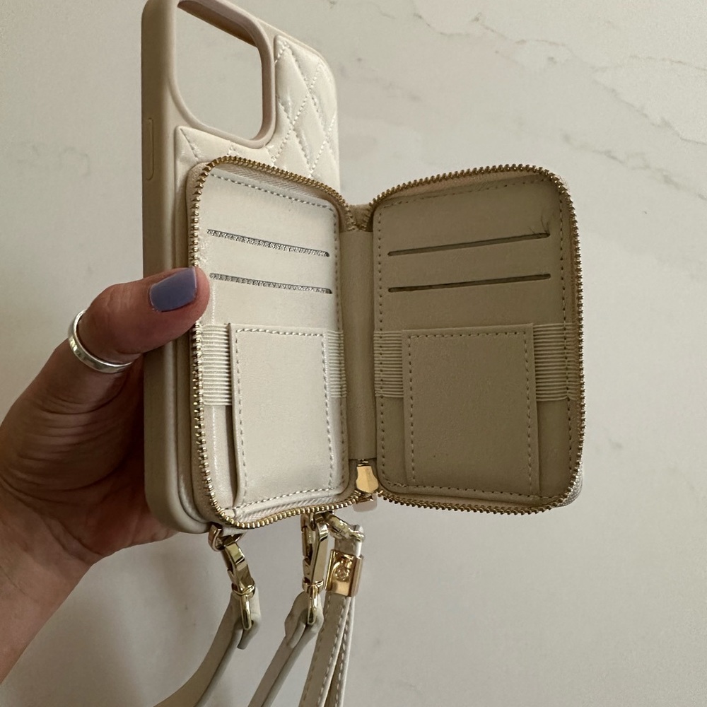 LAMEEKU Compatible with iPhone 14 Pro Max Case Wallet - Beige